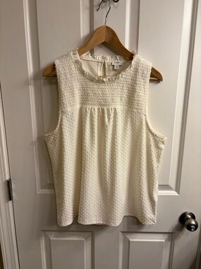 J. Crew Cream Textured Sleeveless Swiss Dot Top XXL